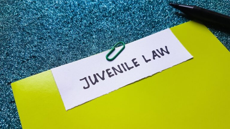 Juvenile law writing on blue background